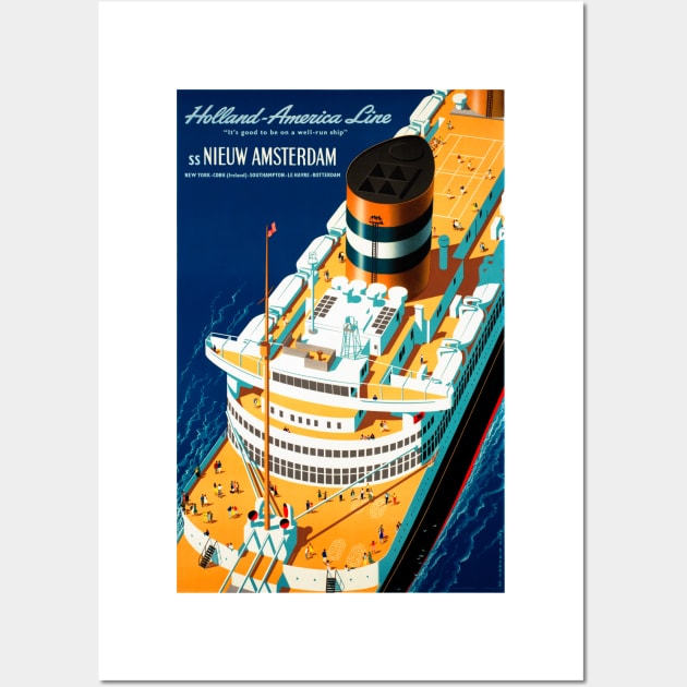 Vintage Travel Poster Netherlands Holland America Line Wall Art by vintagetreasure